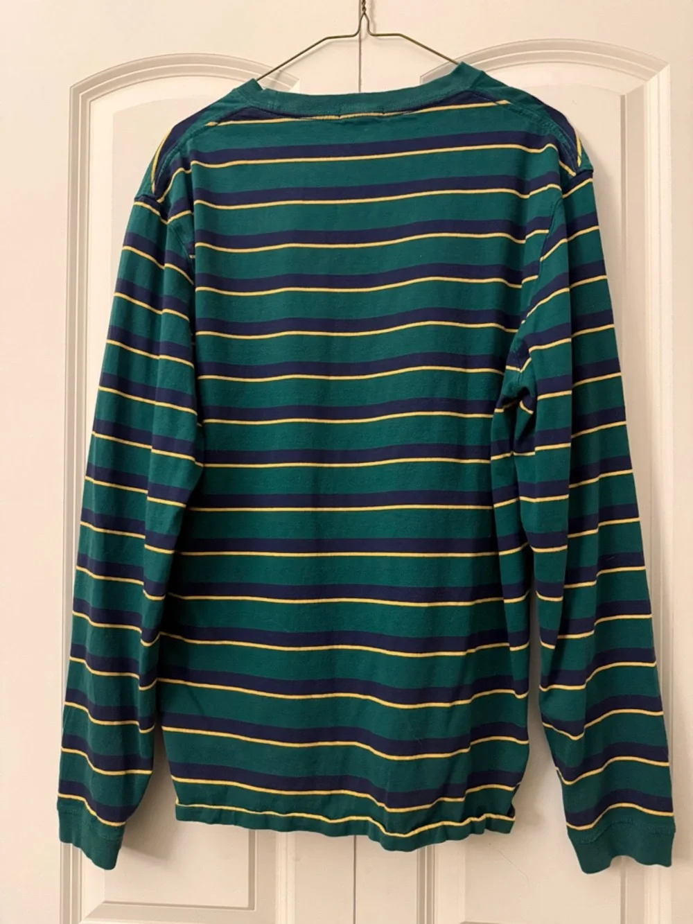 💜J.Crew Striped Long Sleeve Shirt – Green & Navy | Size M